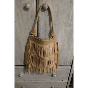 Boho Fringed  Shoulder Bag Cream/Beige Large